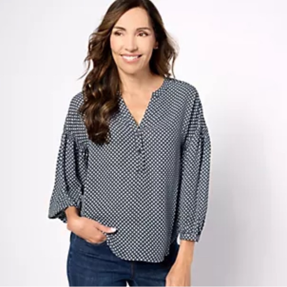 NYDJ Pintuck Blouse - Diamond print size 3X